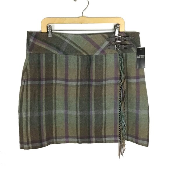 Lauren Ralph Lauren Plaid Fringe Trim Tweed Mini Skirt - Picture 5 of 13